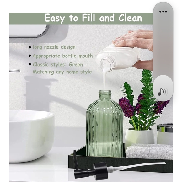 Green Ribbed Glass Dispenser Set - Picture 3 of 9
